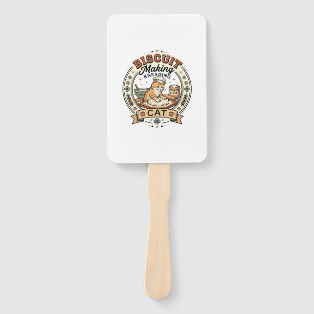 Biscuit Making Kneading Cat Biscuit Making Kneadin Hand Fan (Front)