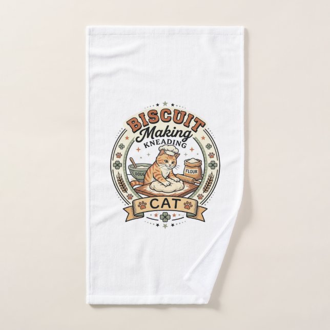 Biscuit Making Kneading Cat Biscuit Making Kneadin Hand Towel (Hand Towel)