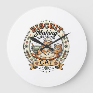 Biscuit Making Kneading Cat Biscuit Making Kneadin Large Clock