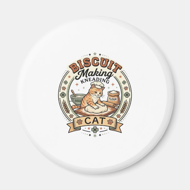 Biscuit Making Kneading Cat Biscuit Making Kneadin Magnet (Front)