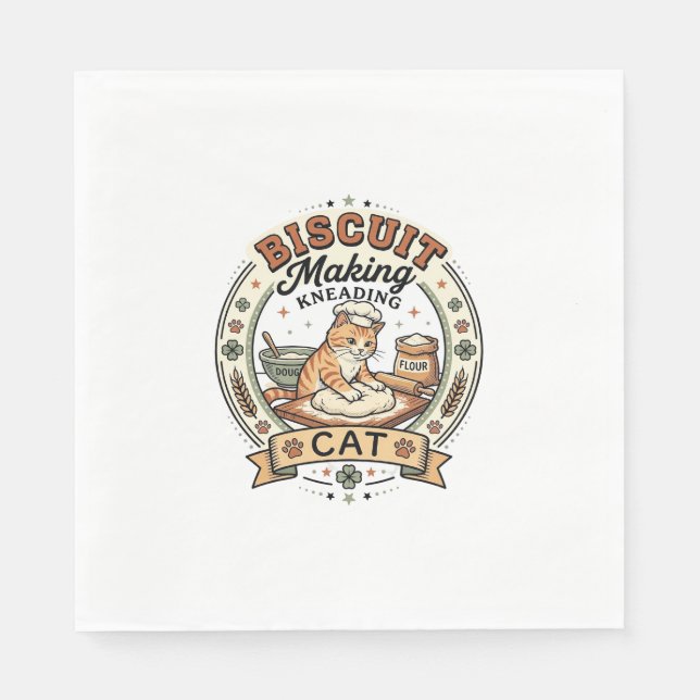 Biscuit Making Kneading Cat Biscuit Making Kneadin Napkin (Front)