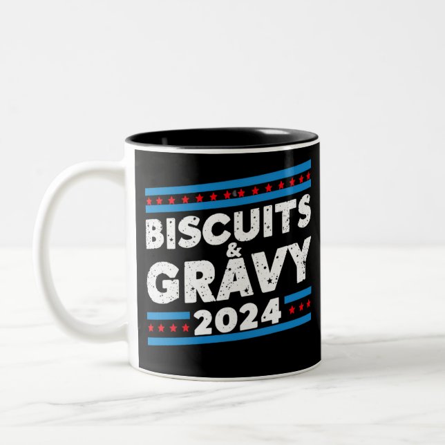Biscuits and Gravy 2024 Presidential Election Two-Tone Coffee Mug (Left)
