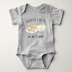 Biscuits and Grits Cute Food Cartoon Baby Bodysuit