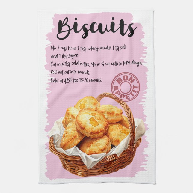 Biscuits Baking Recipe Tea Towel (Vertical)