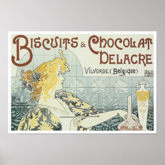Biscuits & Chocolat Delacre Vintage Ad Poster