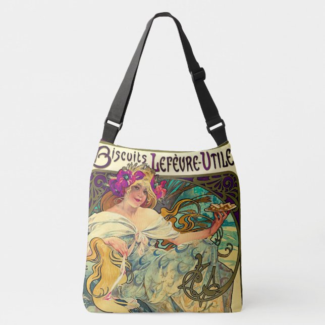 Biscuits Lefevre-Utile by Alphonse Mucha (1896) Crossbody Bag (Front)