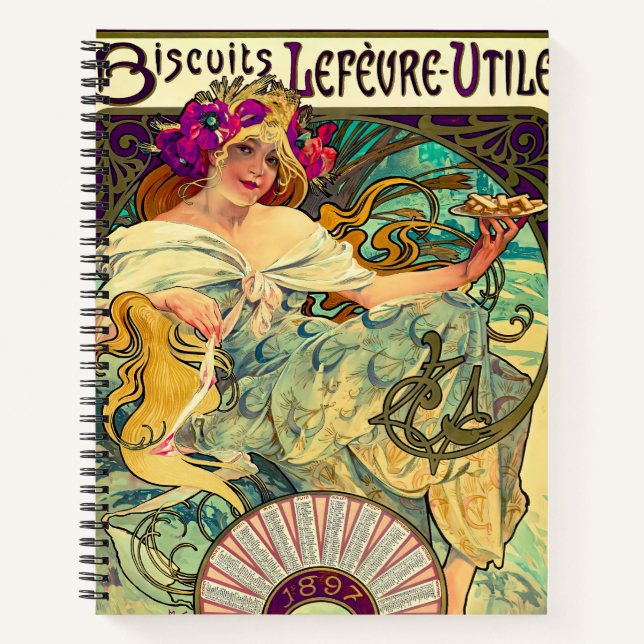 Biscuits Lefevre-Utile by Alphonse Mucha (1896) Notebook (Front)