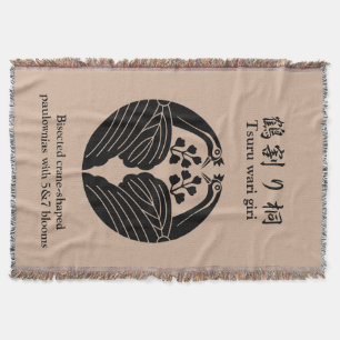 Bisected crane-shaped paulownias throw blanket