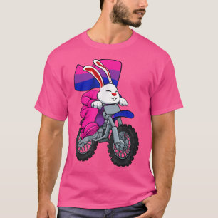 Biseual Bunny Riding Motorcycle LGBTQ Rabbit Bi Pr T-Shirt