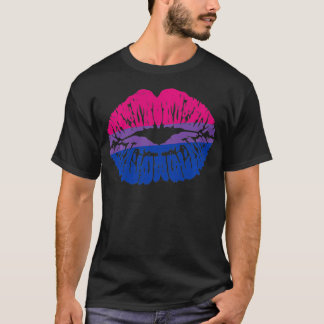 Biseual Pride Lips Kiss Retro Bi Flag Biseuality L T-Shirt