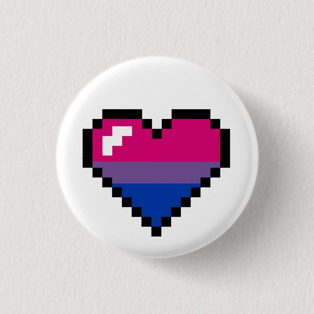 Bisexual 8-Bit Retro Pride Heart 3 Cm Round Badge (Front)