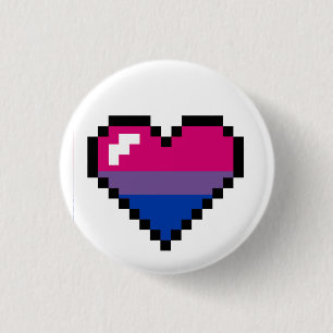 Bisexual 8-Bit Retro Pride Heart 3 Cm Round Badge
