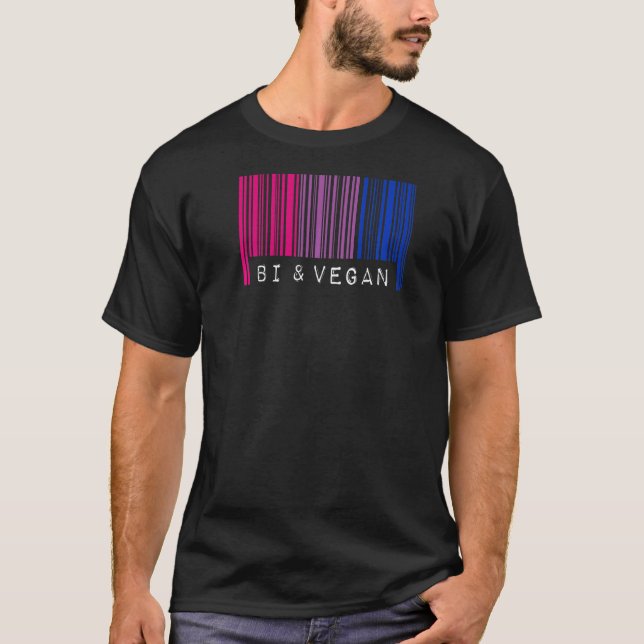 Bisexual Barcode Pride Bi And Vegan Queer Aestheti T-Shirt (Front)
