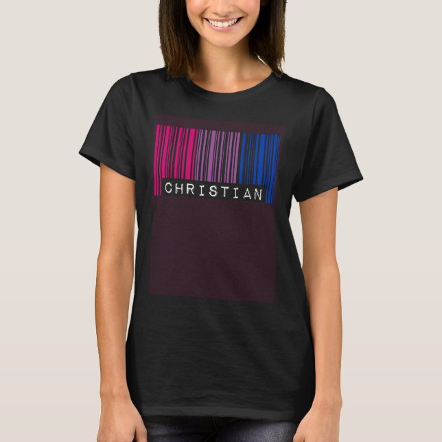 Bisexual Barcode Pride Christian Queer Aesthetic L T-Shirt (Front)