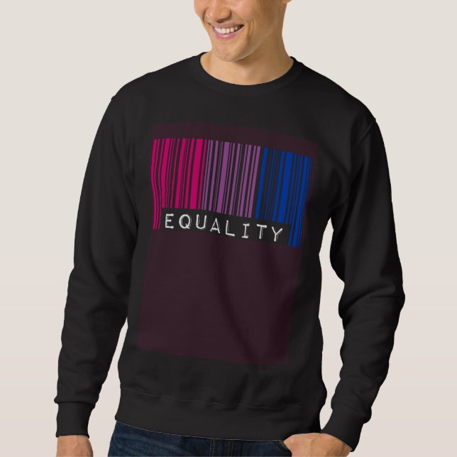 Bisexual Barcode Pride Equality Queer Aesthetic LG Sweatshirt (Front)
