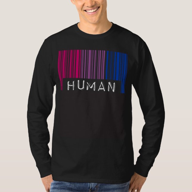 Bisexual Barcode Pride Human Queer Aesthetic LGBTQ T-Shirt (Front)