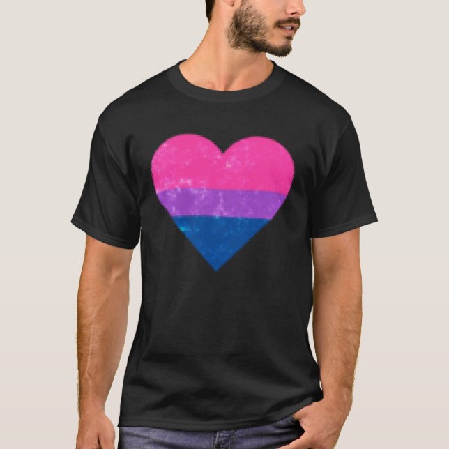 Bisexual Bi Heart Minimalism T-Shirt (Front)