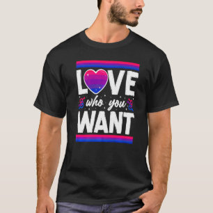 Bisexual Bi Pride Flag Heart Love Who You Want T-Shirt