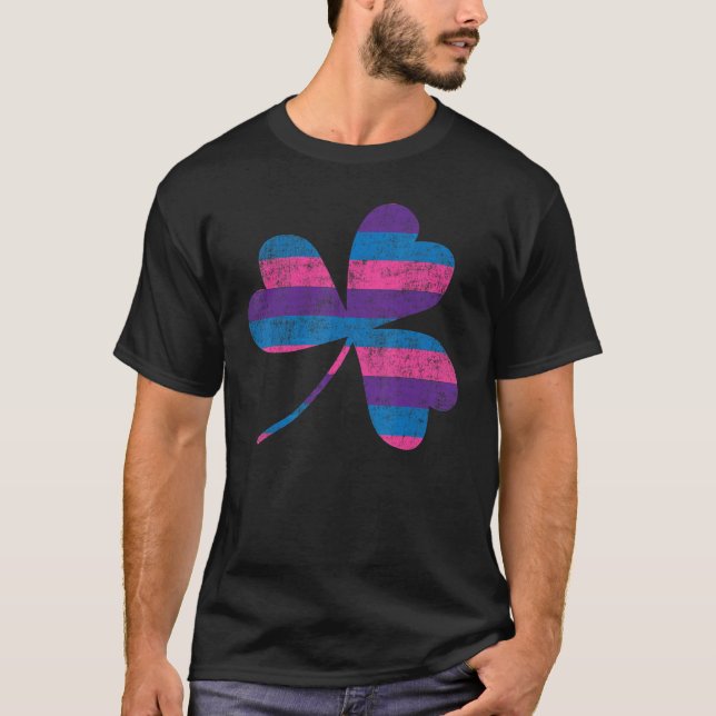 Bisexual Bi Pride Flag Shamrock St Patricks Day 1 T-Shirt (Front)