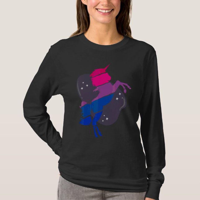 Bisexual Bi Pride Flag Unicorn T-Shirt (Front)