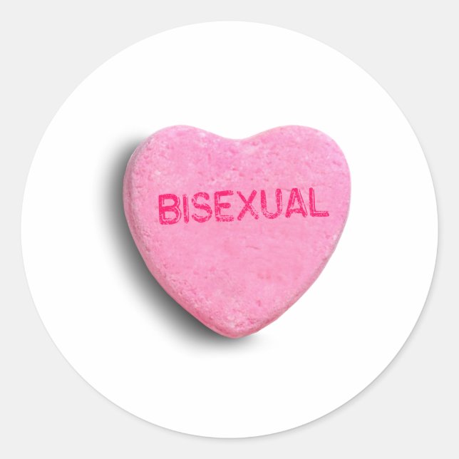 Bisexual Candy Heart Classic Round Sticker (Front)
