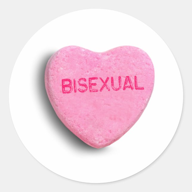 Bisexual Candy Heart Classic Round Sticker (Front)