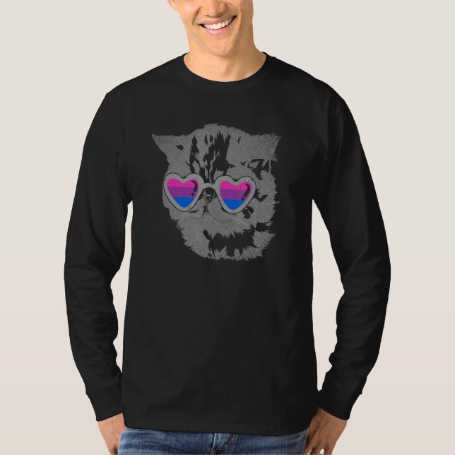 Bisexual Cat  Cool Sunglasses Bi Pride Lgbt Bisexu T-Shirt (Front)
