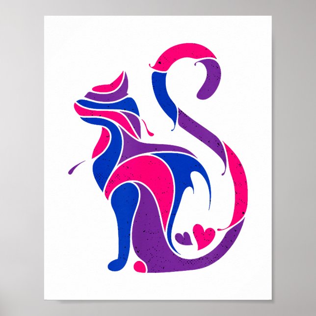 Bisexual Cat LGBT Ally Support Cat Lover Pride Mon Poster (Front)