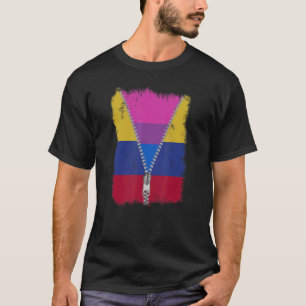 Bisexual Colombia Flag Zip Colombian Lgbt Pride T-Shirt