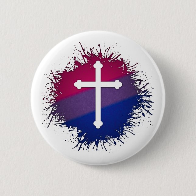 Bisexual Cross 6 Cm Round Badge (Front)