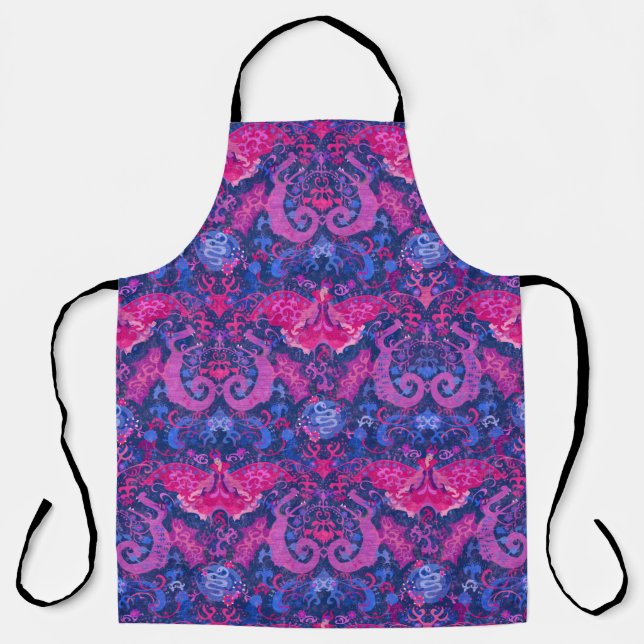 Bisexual Dragon Damask - Bi Pride Flag Colours Apron (Front)
