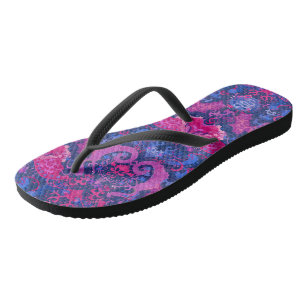 Bisexual Dragon Damask - Bi Pride Flag Colours Jandals