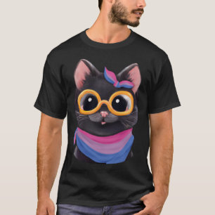 Bisexual Flag Colours a Cute Cat for Bi Community  T-Shirt