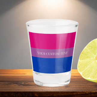 Bisexual flag custom text drinks shot glass