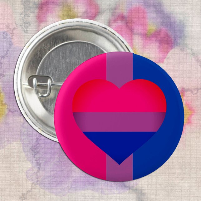 Bisexual Flag Heart & Pride community /gender flag 3 Cm Round Badge (Creator Uploaded)