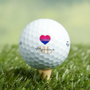 Bisexual Flag Heart & Pride Golf monogrammed /LGBT Golf Balls