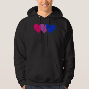 Bisexual Flag Hearts Love Lgbt Bi Pride Hoodie