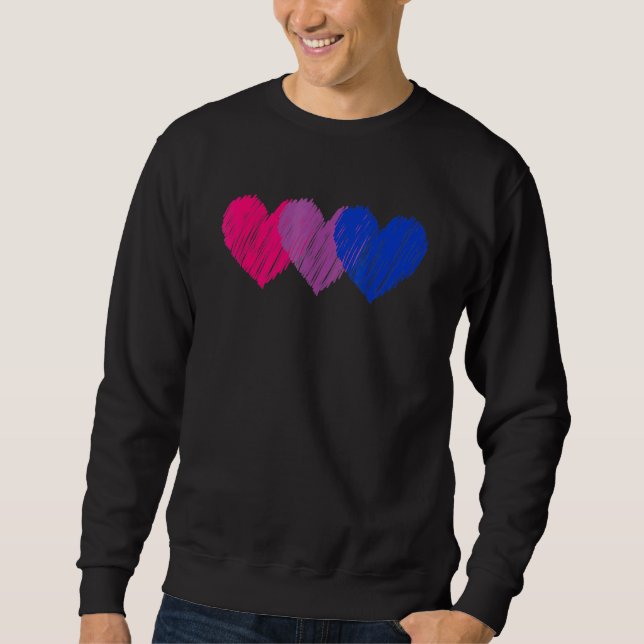 Bisexual Flag Hearts Love  Lgbt Bi Pride Sweatshirt (Front)