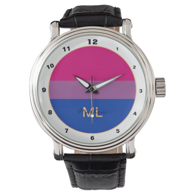 Bisexual Flag & Pride community / monogrammed flag Watch (Front)