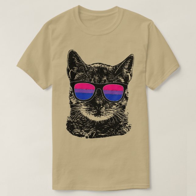 Bisexual Gay Pride Cat LGBT Sunglasses  T-Shirt (Design Front)