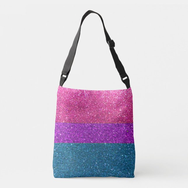 Bisexual Gay Pride Flag Glitter Stripes LGBTQ Love Crossbody Bag (Back)