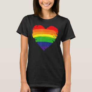 Bisexual Gay Queer Trans LGBTQ Rainbow Heart Rainb T-Shirt