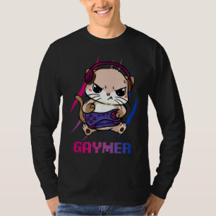 Bisexual Gaymer Geek Pride LGBT Video Game Cat T-Shirt