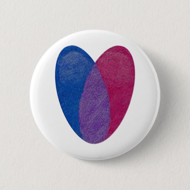 Bisexual Heart 6 Cm Round Badge (Front)