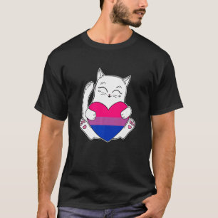 Bisexual Heart Cat Nonbinary Love T-Shirt