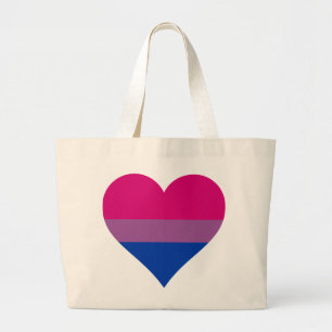 Bisexual Heart LGBTQ Pride Flag Large Tote Bag