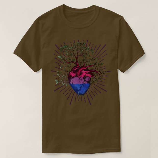 Bisexual Heart Tree of Life T-Shirt (Design Front)