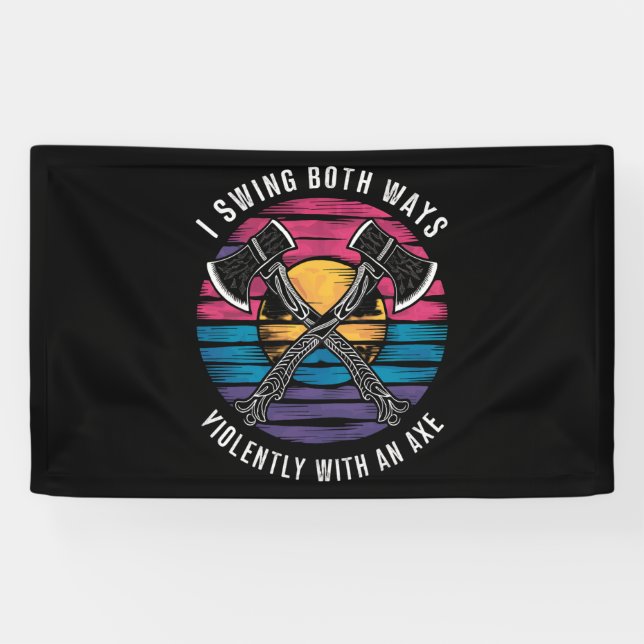 Bisexual I Swing Both Ways Axe Funny Bi Pride Flag Banner (Horizontal)
