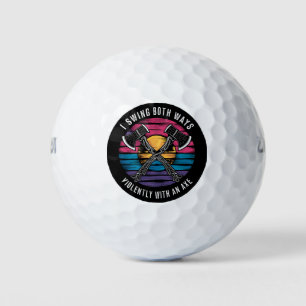 Bisexual I Swing Both Ways Axe Funny Bi Pride Flag Golf Balls