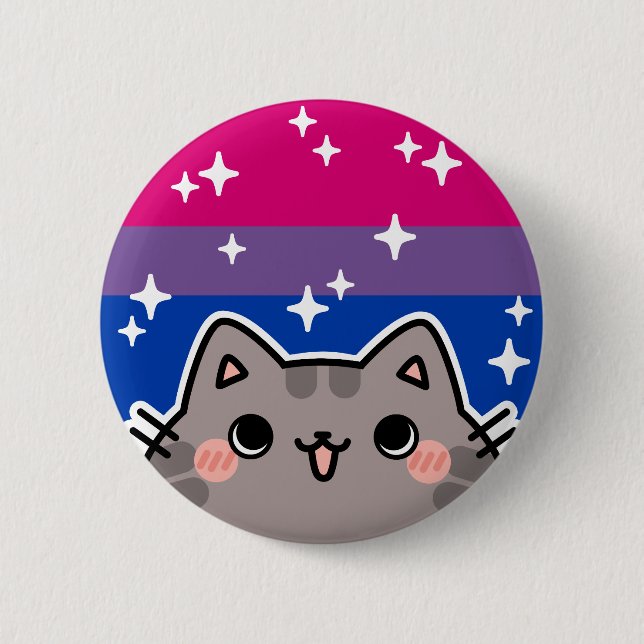 Bisexual LGBT Pride Flag Cat Button (Front)